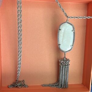 Kendra Scott Silver Rayne Necklace White Mother of Pearl